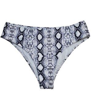 Unbranded Woman's White Black Snakeskin Print Basic Bikini Bottoms Plus Size XXL